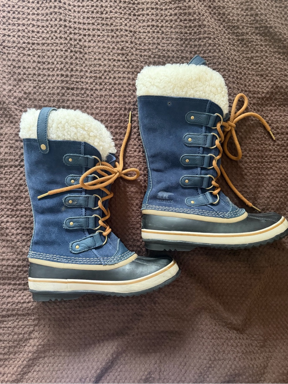 Blue Winter Snow Boots with Shearling Lining